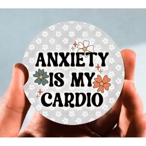 Set of 2 Car‎ Coasters, Anxiety Is My Cardio Car Coaster, Neoprene Car Coaster